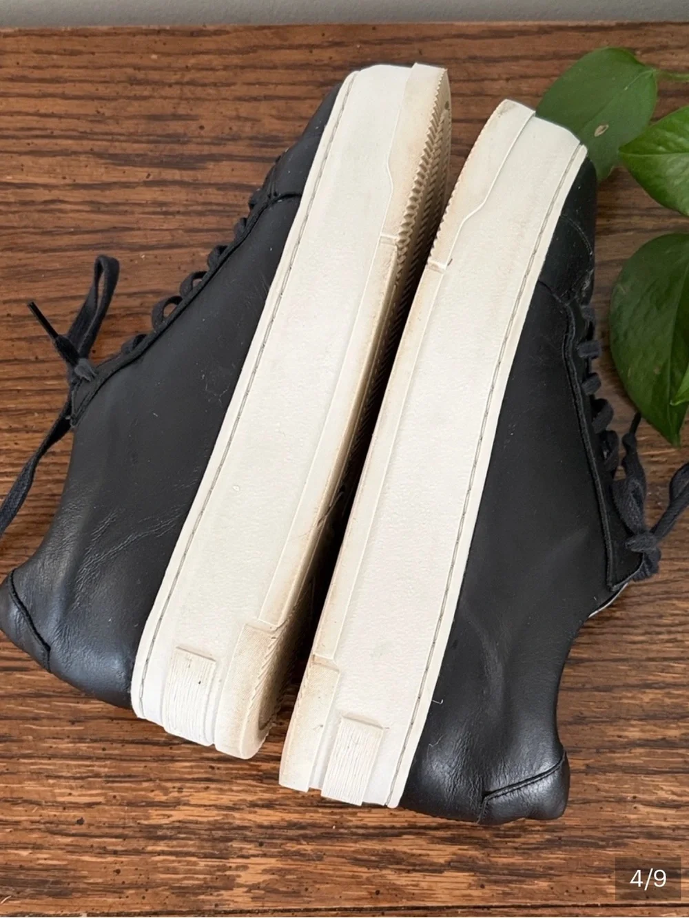 Vagabond Black Leather Platform Sneaker with White Sole Women’s 39